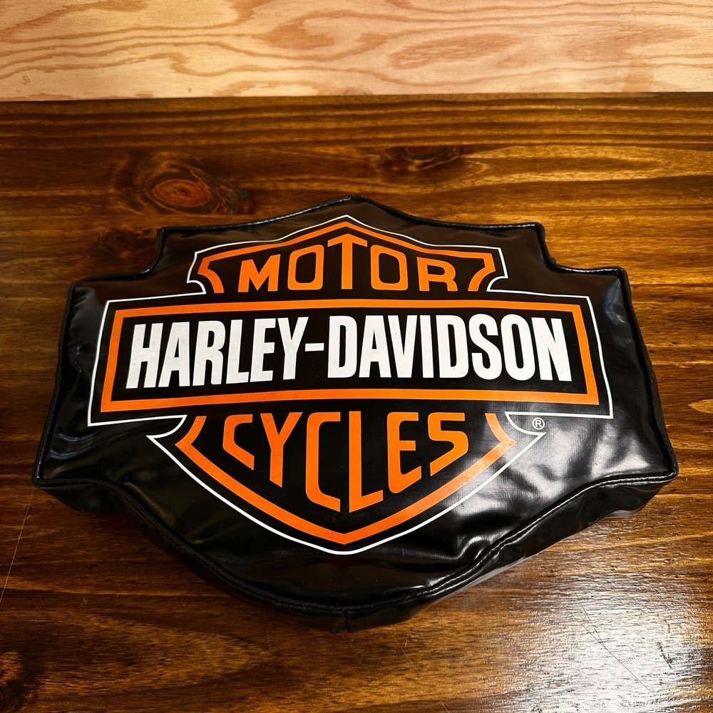 Harley-Davidson Bar & Shield Logo Pillow Display Vinyl Man Cave Biker Collectors